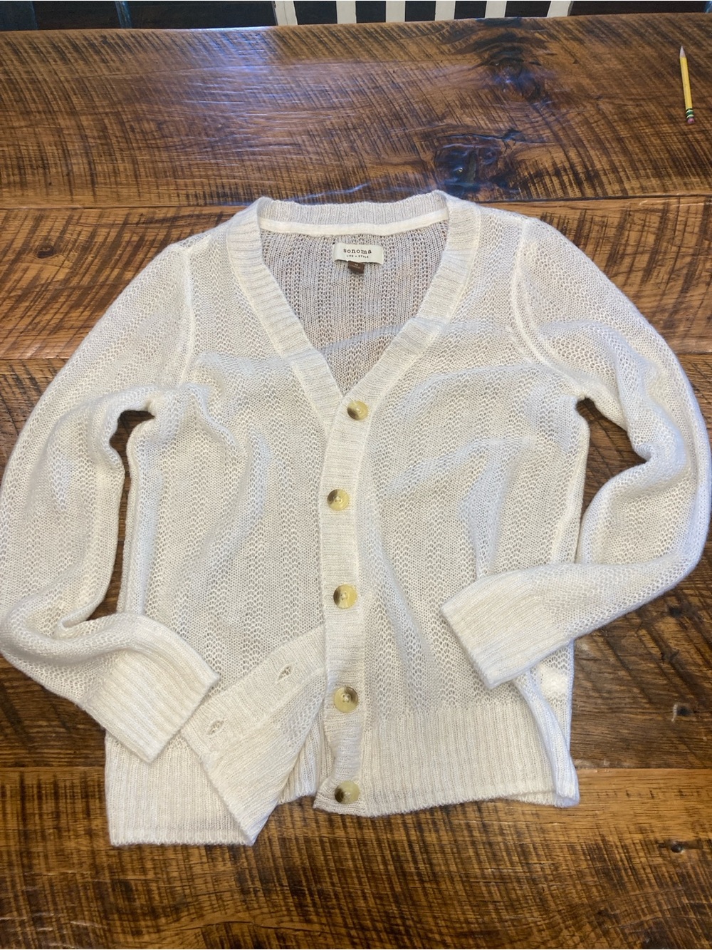 Sonoma Cream V-Neck Button Front Cardigan